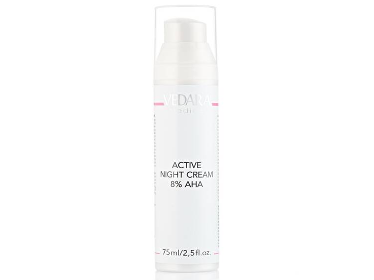 Active night cream AHA 8% - for mature, oily, acne-prone, vascular and discolored skin 75 ml (M106) Vedara Medical